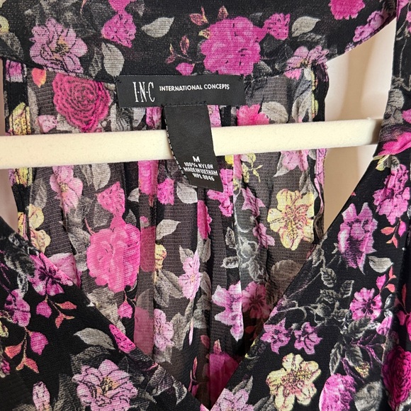 INC International Concepts Floral Sleeveless Wrap Style Tank Top Blouse - Medium - Picture 2 of 12